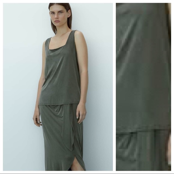 NWT. Massimo Dutti Grey Cupro Top. Size L. - Picture 1 of 10
